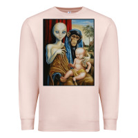 Pale Pink alien chimp baby religion conspiracy poster Premium Sweatshirt - FloraArt