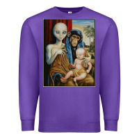 Purple alien chimp baby religion conspiracy poster Premium Sweatshirt - FloraArt