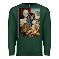 Sports Green alien chimp baby religion conspiracy poster Premium Sweatshirt - FloraArt