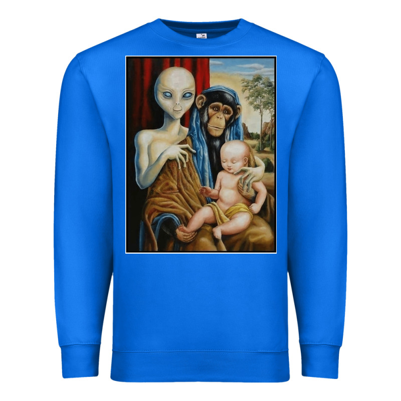 Alien Chimp Baby Religion Conspiracy Poster Premium Sweatshirt by FloraArt | Teevron