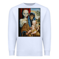 White alien chimp baby religion conspiracy poster Premium Sweatshirt - FloraArt