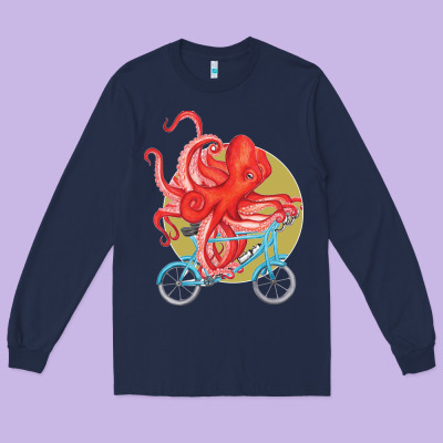 Cycling Octopus Long Sleeve Tee Designed By Bettercallsaul