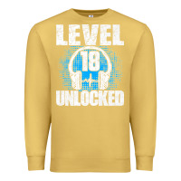 Antique Gold Level 18 Unlocked Birthday 18 Years Gamer Premium T Shirt Premium Sweatshirt - FloraArt