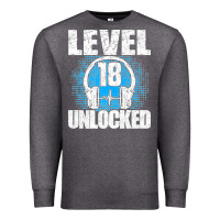 Charcoal Heather Level 18 Unlocked Birthday 18 Years Gamer Premium T Shirt Premium Sweatshirt - FloraArt