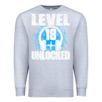 Heather Grey Level 18 Unlocked Birthday 18 Years Gamer Premium T Shirt Premium Sweatshirt - FloraArt