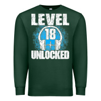 Sports Green Level 18 Unlocked Birthday 18 Years Gamer Premium T Shirt Premium Sweatshirt - FloraArt