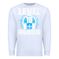 White Level 18 Unlocked Birthday 18 Years Gamer Premium T Shirt Premium Sweatshirt - FloraArt