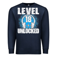 Navy Level 18 Unlocked Birthday 18 Years Gamer Premium T Shirt Premium Sweatshirt - FloraArt