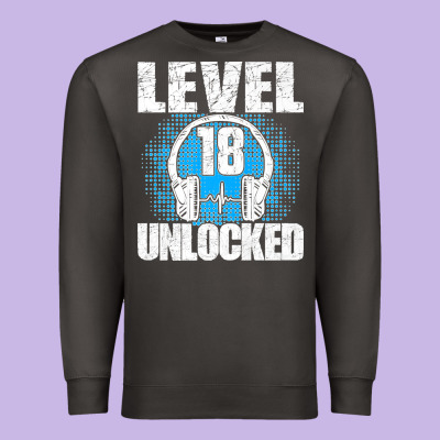 Level 18 Unlocked Birthday 18 Years Gamer Premium T Shirt Premium Sweatshirt Designed By Floraart