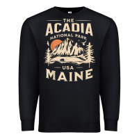Black acadia national park maine nature hike outdoors vintage t shirt Premium Sweatshirt - ArtMosaic