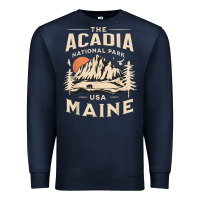 Navy acadia national park maine nature hike outdoors vintage t shirt Premium Sweatshirt - ArtMosaic