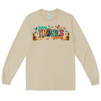 Mushroom Happy thanksgiving Long Sleeve Tee - CowhideDigitalArt