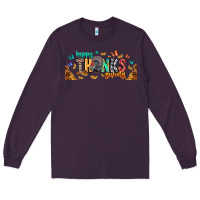 Plum Happy thanksgiving Long Sleeve Tee - CowhideDigitalArt