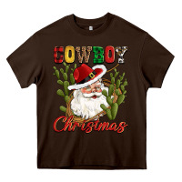 Chocolate Brown cowboy christmas western cactus Heavy Core Tee - CowGirlArtShop