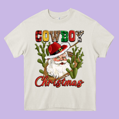 Cowboy Christmas Western Cactus Heavy Core Tee Designed By Cowgirlartshop