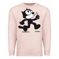Pale Pink felix the cat whistling Premium Sweatshirt - ArtMosaic