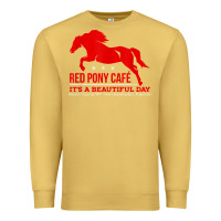 Antique Gold Red Pony Cafe, Funny cute horse lover Premium Sweatshirt - ArtMosaic