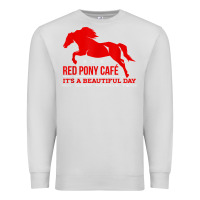 Dove Grey Red Pony Cafe, Funny cute horse lover Premium Sweatshirt - ArtMosaic