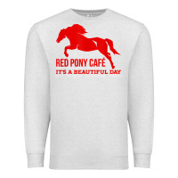 Oatmeal Heather Red Pony Cafe, Funny cute horse lover Premium Sweatshirt - ArtMosaic