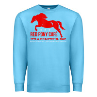 Ocean Blue Red Pony Cafe, Funny cute horse lover Premium Sweatshirt - ArtMosaic