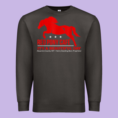 Red Pony Cafe, Funny Cute Horse Lover Premium Sweatshirt Designed By Artmosaic