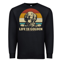 Black Golden Retriever Dog Life is golden retro vintage Premium Sweatshirt - ArtMosaic