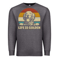 Charcoal Heather Golden Retriever Dog Life is golden retro vintage Premium Sweatshirt - ArtMosaic