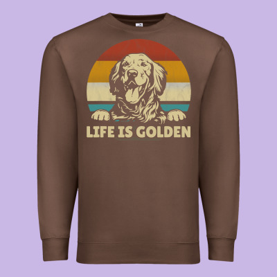 Golden Retriever Dog Life Is Golden Retro Vintage Premium Sweatshirt Designed By Artmosaic