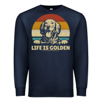 Navy Golden Retriever Dog Life is golden retro vintage Premium Sweatshirt - ArtMosaic