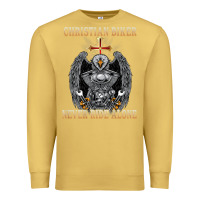 Antique Gold jesus christian biker never ride alone Premium Sweatshirt - ArtMosaic