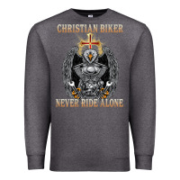 Charcoal Heather jesus christian biker never ride alone Premium Sweatshirt - ArtMosaic