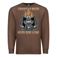 Chestnut jesus christian biker never ride alone Premium Sweatshirt - ArtMosaic