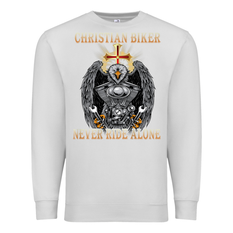 Jesus Christian Biker Never Ride Alone Premium Sweatshirt by ArtMosaic | Teevron