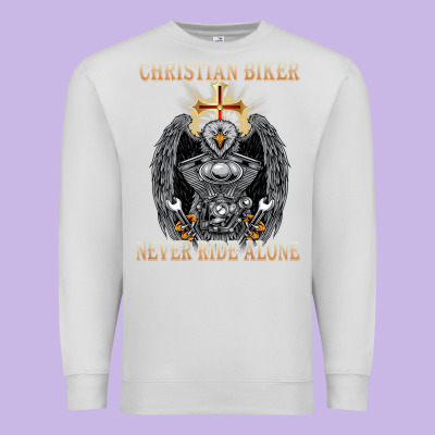 Jesus Christian Biker Never Ride Alone Premium Sweatshirt Designed By Artmosaic
