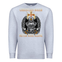 Heather Grey jesus christian biker never ride alone Premium Sweatshirt - ArtMosaic