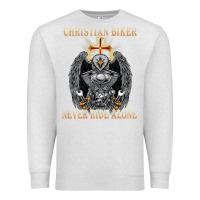 Oatmeal Heather jesus christian biker never ride alone Premium Sweatshirt - ArtMosaic