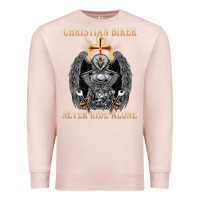 Pale Pink jesus christian biker never ride alone Premium Sweatshirt - ArtMosaic