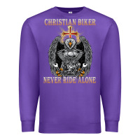 Purple jesus christian biker never ride alone Premium Sweatshirt - ArtMosaic