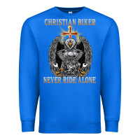 True Royal jesus christian biker never ride alone Premium Sweatshirt - ArtMosaic