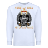 White jesus christian biker never ride alone Premium Sweatshirt - ArtMosaic