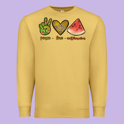 Peace Love Watermelon Premium Sweatshirt Designed By Jahusdesignshop