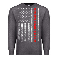 Charcoal Heather Union Carpenter With A Vintage American Flag For Fans Premium Sweatshirt - ArtMosaic
