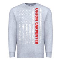 Heather Grey Union Carpenter With A Vintage American Flag For Fans Premium Sweatshirt - ArtMosaic