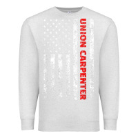 Oatmeal Heather Union Carpenter With A Vintage American Flag For Fans Premium Sweatshirt - ArtMosaic
