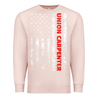Pale Pink Union Carpenter With A Vintage American Flag For Fans Premium Sweatshirt - ArtMosaic