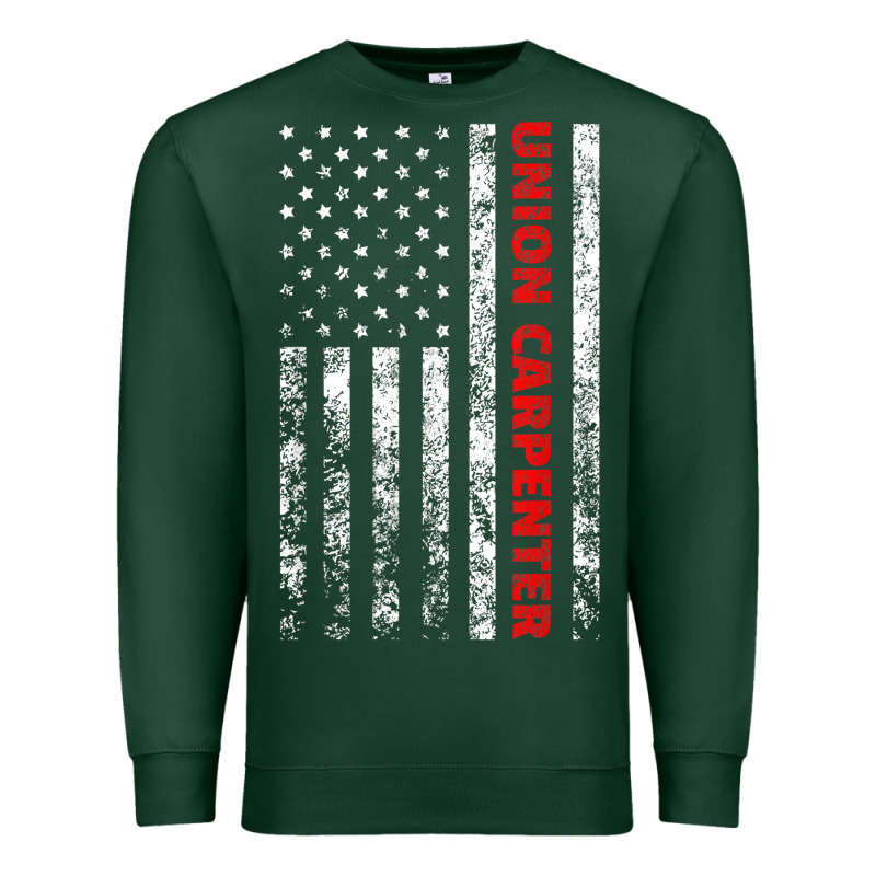 Union Carpenter With A Vintage American Flag For Fans Premium Sweatshirt by ArtMosaic | Teevron