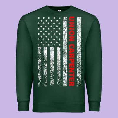 Union Carpenter With A Vintage American Flag For Fans Premium Sweatshirt Designed By Artmosaic