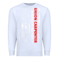 White Union Carpenter With A Vintage American Flag For Fans Premium Sweatshirt - ArtMosaic