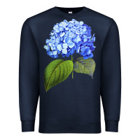 Navy Blue  hydrangea Premium Sweatshirt - ArtMosaic