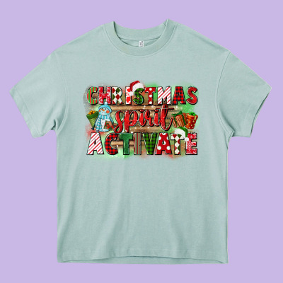 Christmas Spirit Activate Heavy Core Tee Designed By Cowgirlartshop